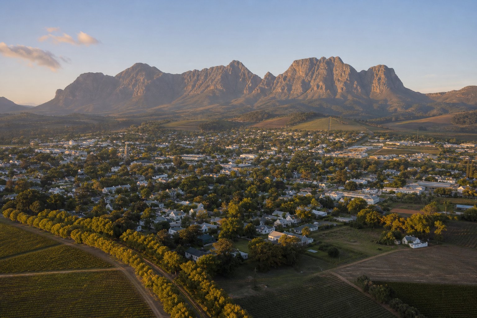 Aerial view of Wellington in the Boland